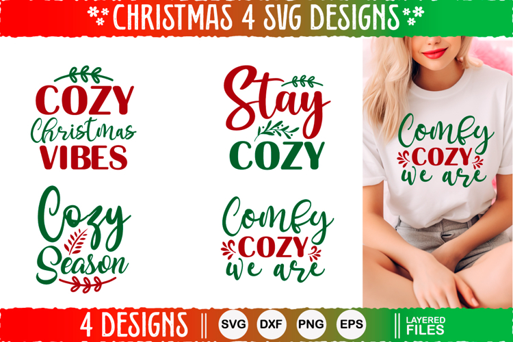 4 Christmas SVG Designs, Christmas SVG Cut file design