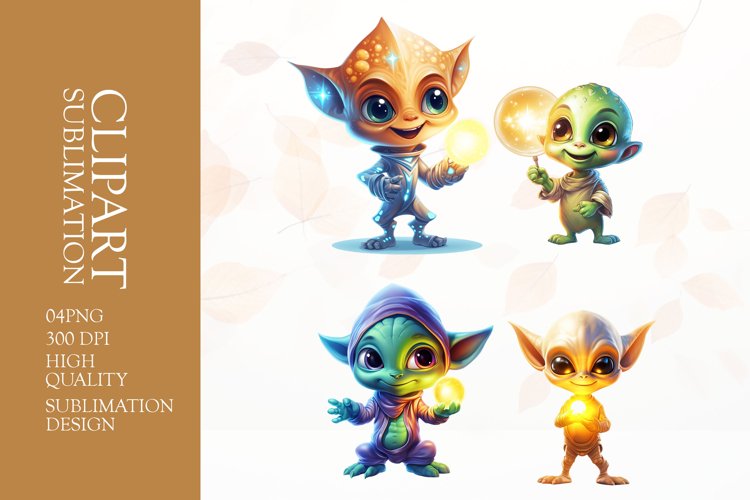 Cute alien clipart sublimation png