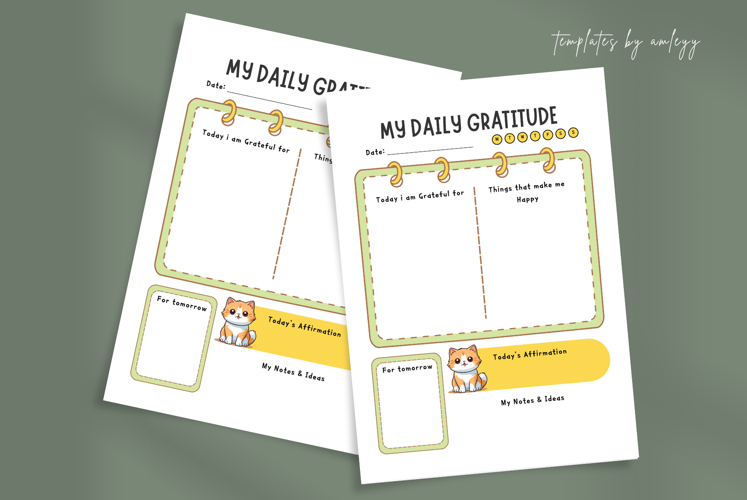 Cute Daily Gratitude Planner Template | Printable Digital