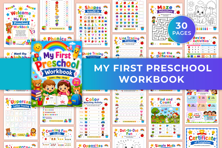 My First Preschool Workbook | Learning, Tracing & Fun
