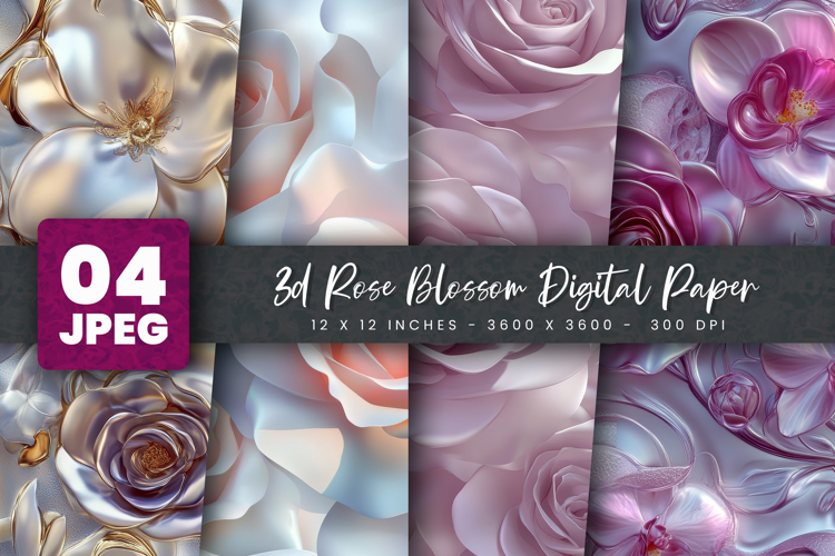3d Rose Blossom Digital Paper