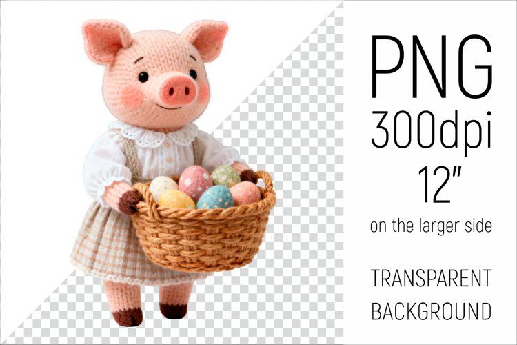 Cute Knitted Pig with Easter Basket | Amigurumi Farm Animal