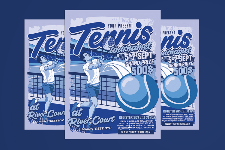 Tennis Tournament Retro Style Flyer