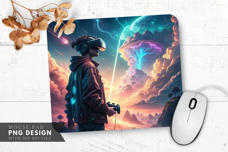 Immersive VR Experience Holographic Adventure Mouse Pad PNG