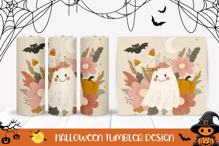 Floral Ghost Tumbler, Halloween Bats Tumbler Wrap