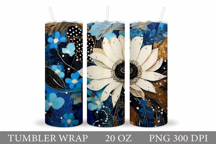 Flowers Tumbler Wrap Design. Floral Tumbler Sublimation