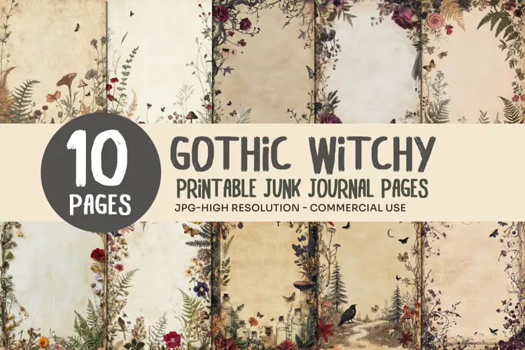 Gothic Botanical Junk Journal Pages