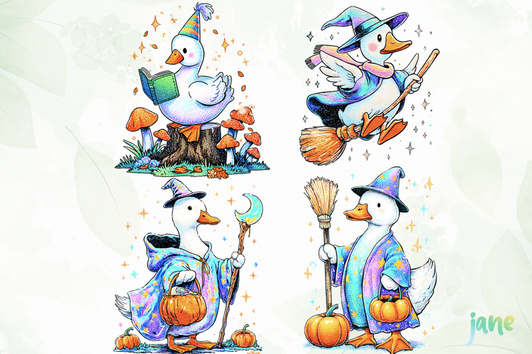 Pastel Witchy Goose Clipart Sublimation