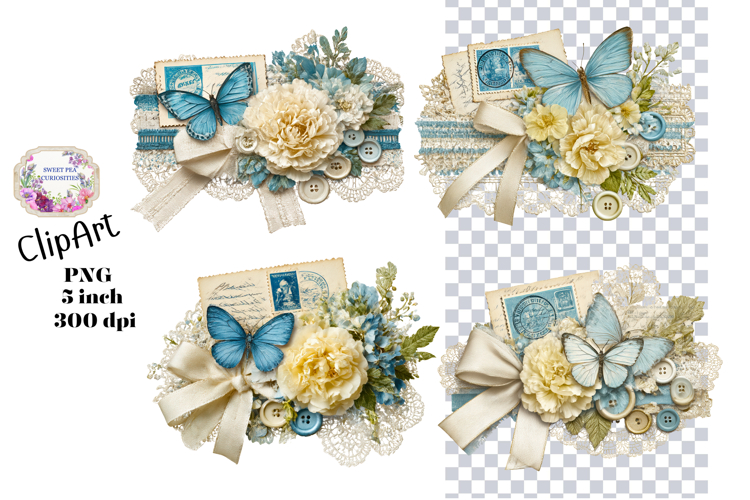 Cluster, Butterfly, Ephemera, PNG, Junk Journal, clipart