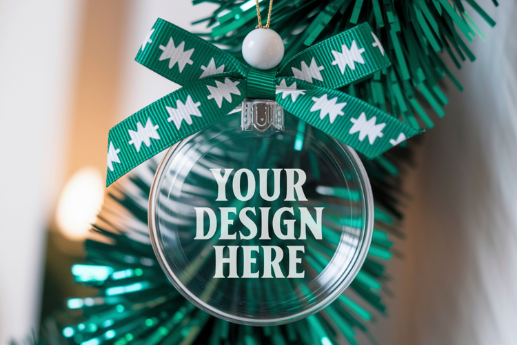 Acrylic Christmas Ornament Mockups | Clear Holiday Ornament