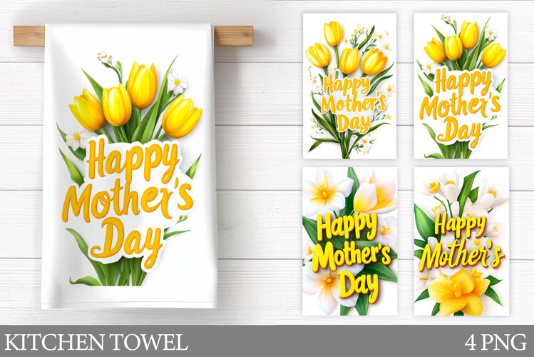 Mother's Day Kitchen Towel. Flowers Kitchen Towel Design example image 1