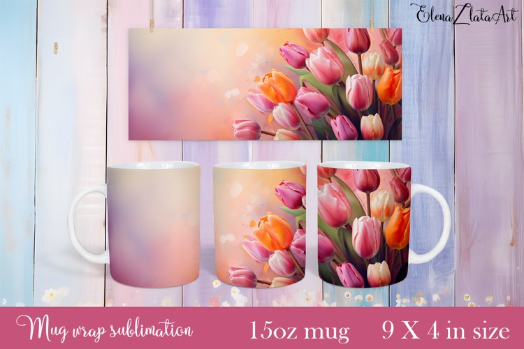 Flowers Mug Sublimation, Floral Design Mug example image 1