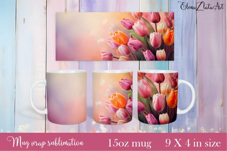 Flowers Mug Sublimation, Floral Design Mug
