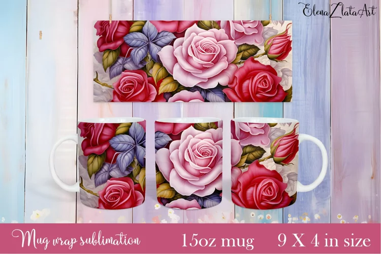 Flowers Mug Sublimation, Floral Design Mug