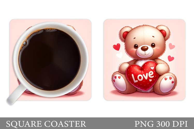 Valentines Bear Coaster. Valentines Coaster Sublimation
