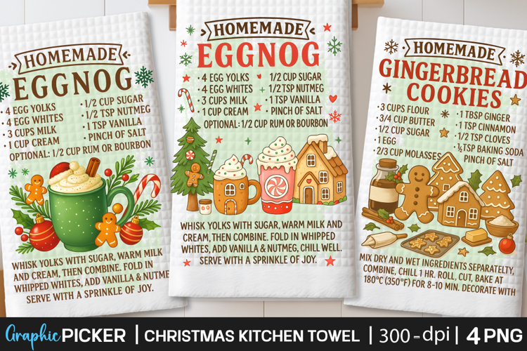 Christmas Kitchen Towel PNG, Christmas cocktail Recipe PNG