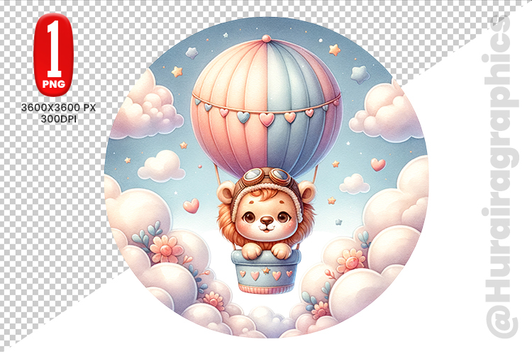 Cute Lion Clipart - PNG File