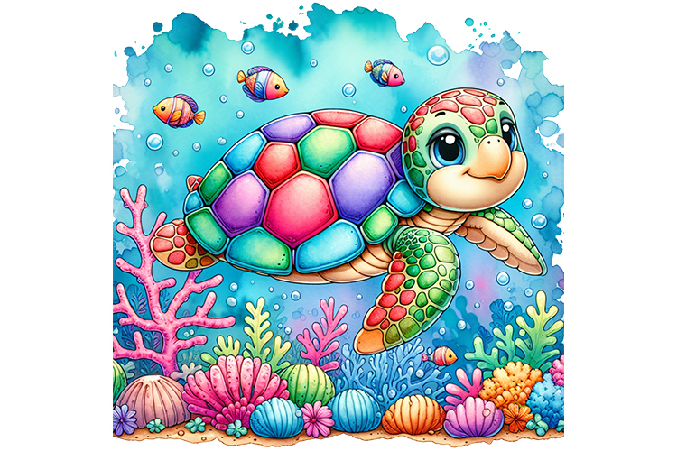 Cute Turtle Clipart Image 13