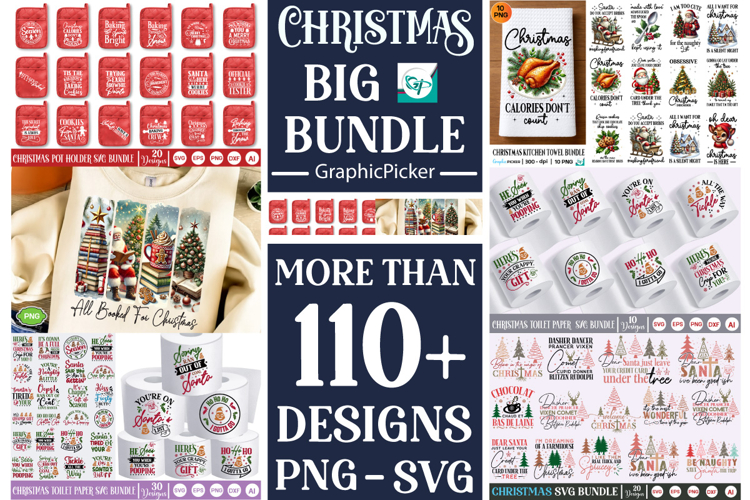 Christmas Mega SVG Bundle, Mega Christmas PNG Bundle, SVG