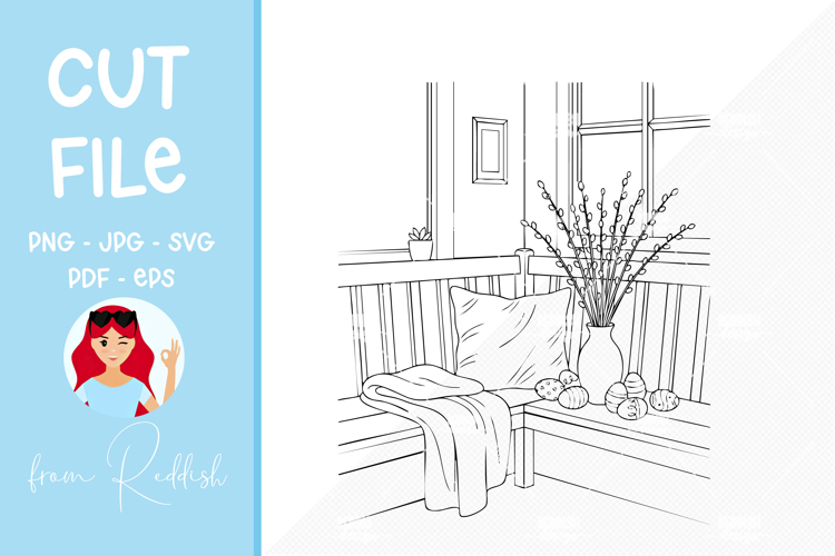 Easter SVG Line Art Cut File