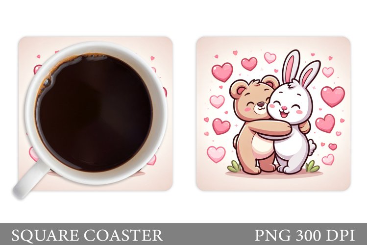 Valentines Bear Coaster. Valentines Bunny Coaster Design
