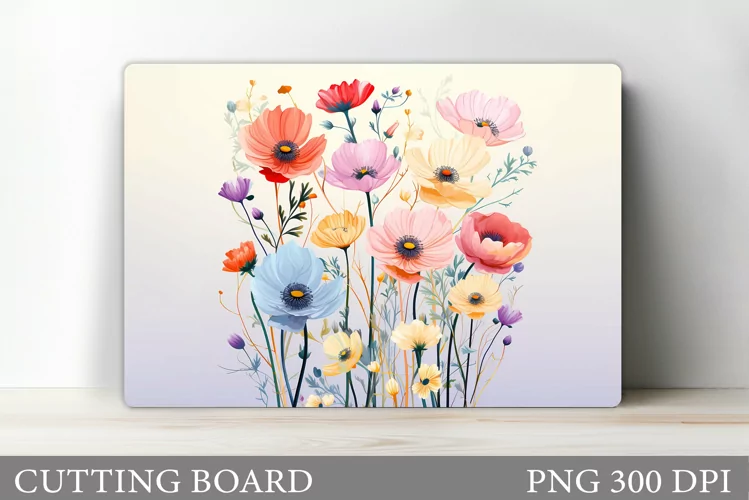 Flowers Cutting Board Sublimation. Wildflowers Cutting Board