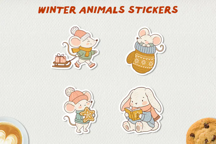 Cute Winter Animal Sticker PNG | Cozy Animal Clipart