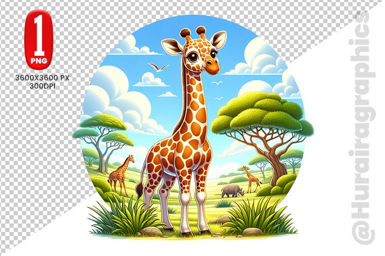 Cute Girraffe Clipart - PNG File