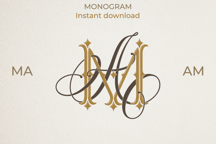 MA AM Wedding Monogram Logo | Elegant Initials Vector