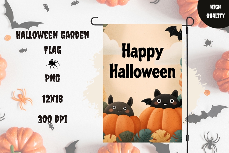 Halloween Bats Garden Flag PNG, Happy Halloween Garden Flag