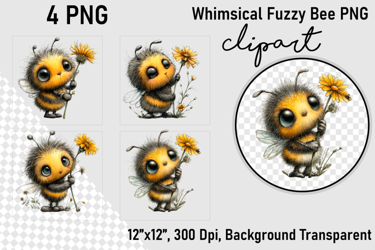 Whimsical Fuzzy Bee PNG Clipart, Clipart PNG