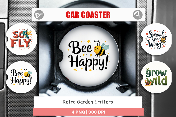 Retro Garden Critters Car Coaster
