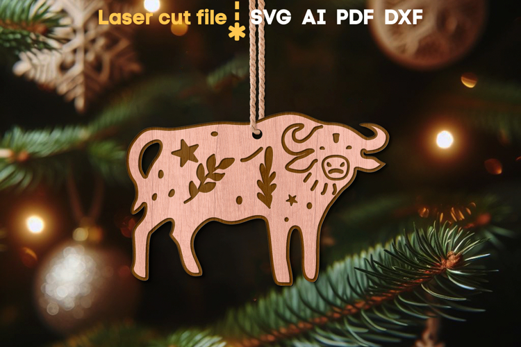 Buffalo Christmas Ornament SVG laser cut file for Glowforge