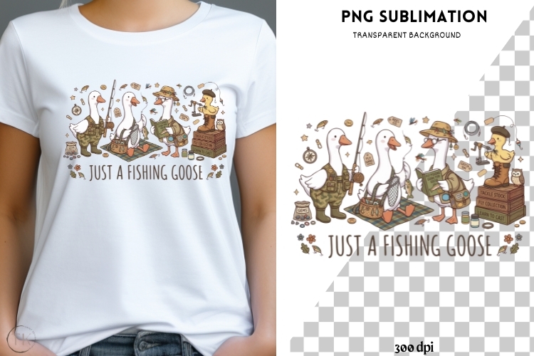 Fishing geese png design for T-shirts