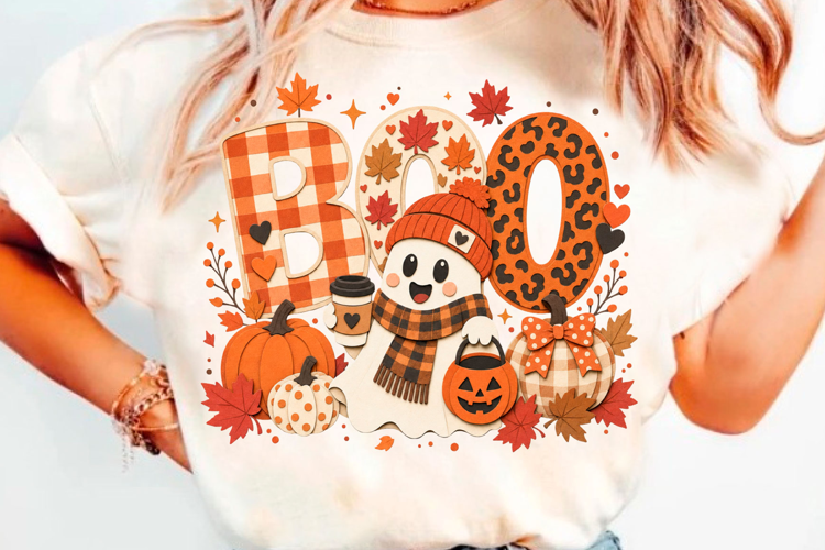 Cozy Fall Boo Ghost Pumpkin T-Shirt Design