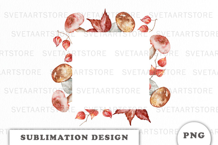 Watercolor Mushroom Frame png example image 1