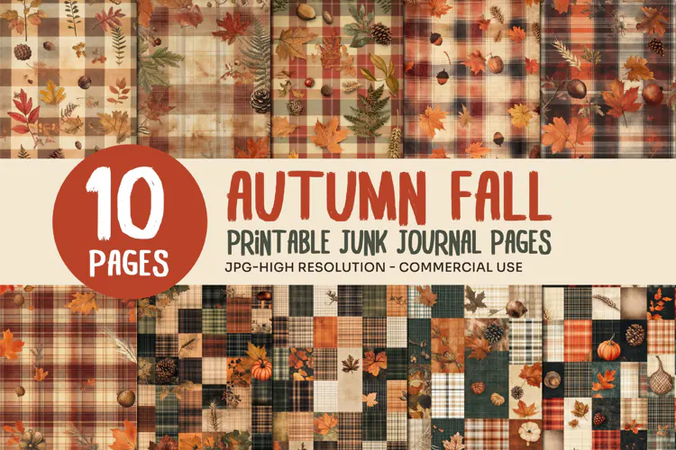 Autumn Plaid Junk Journal Pages