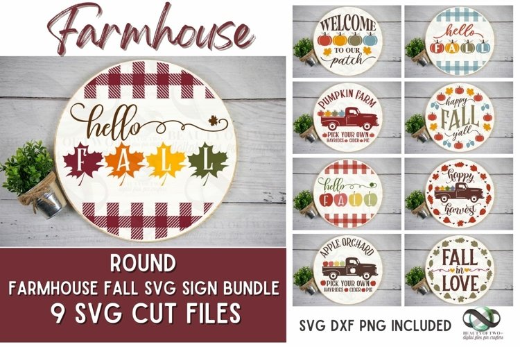 Farmhouse Fall SVG Round Svg Sign Bundle I 9 svg cut files