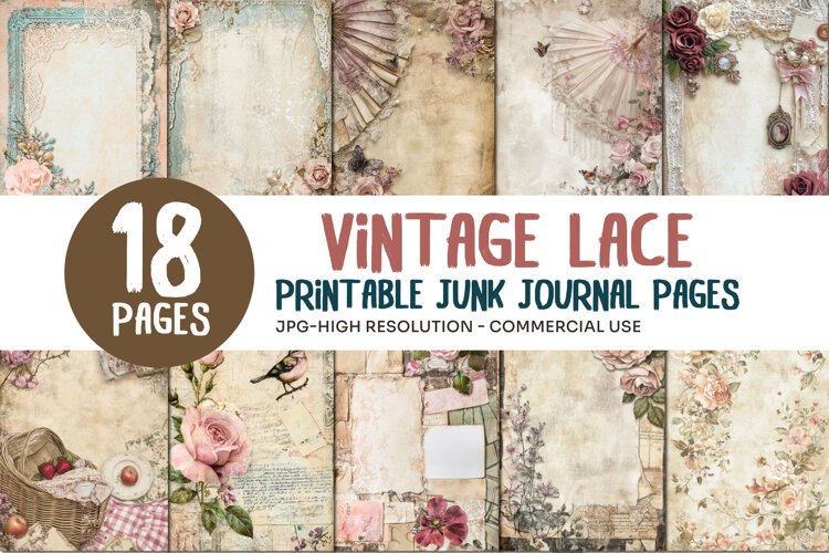 Vintage Lace Junk Journal Pages example image 1