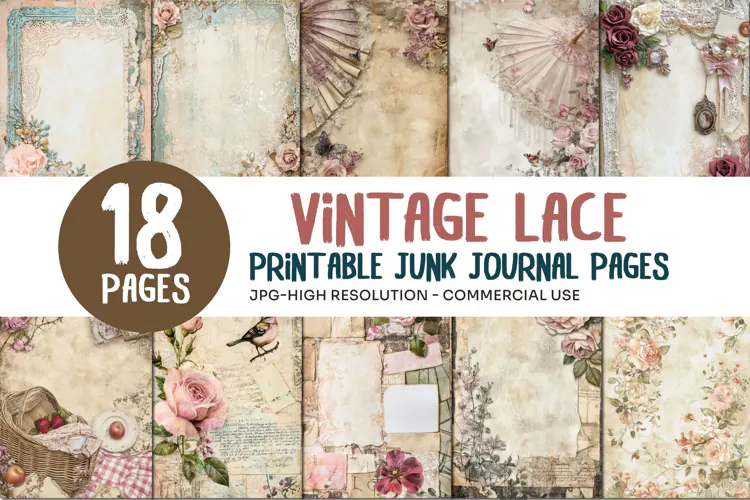Vintage Lace Junk Journal Pages