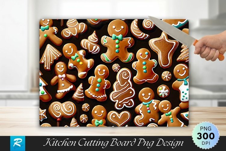 Gingerbread Background Cutting Board Sublimation Design example image 1