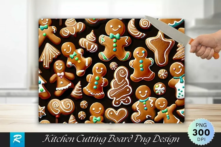 Gingerbread Background Cutting Board Sublimation Design