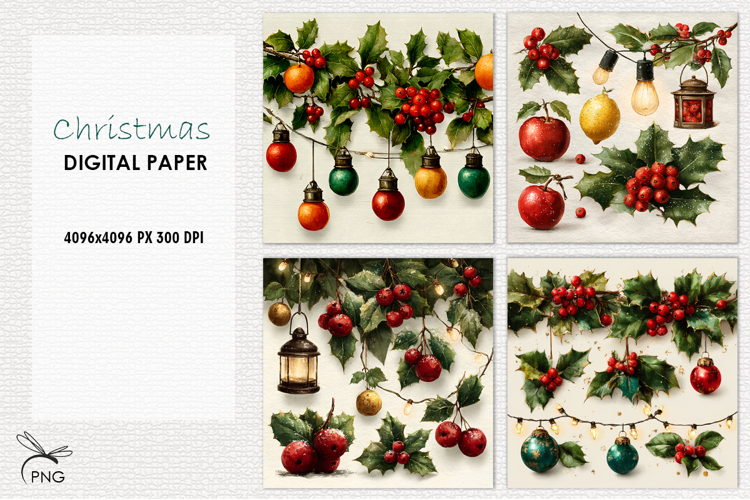 Christmas digital paper, background clipart