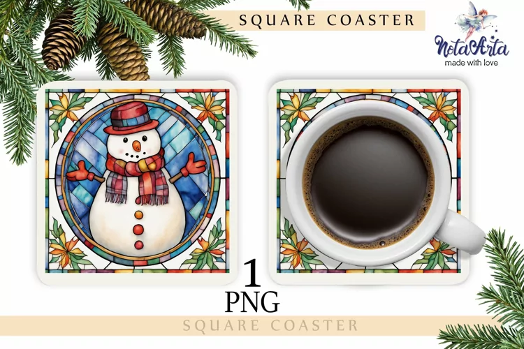 STAINED GLASS SNOWMAN Coasters