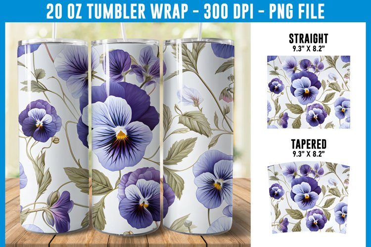 Pansy Flowers Tumbler Wrap | Flower Tumbler Sublimation