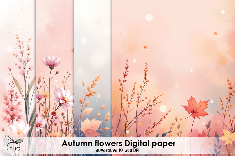 Autumn flowers digital paper