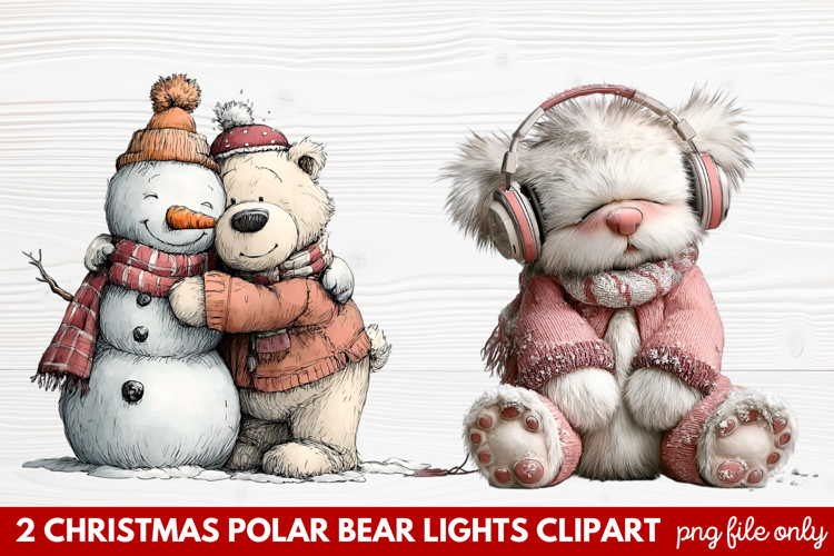 Christmas polar bear clipart Image 5