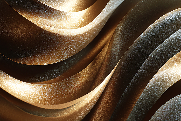 A modern abstract sculpture with metallic curves