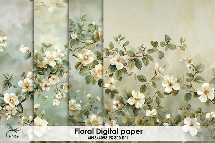 Floral digital paper, background clipart