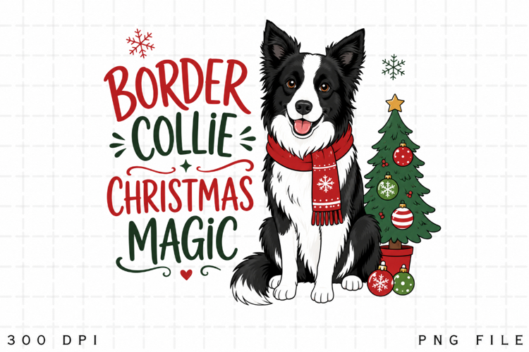 Border Collie Christmas PNG, Border Collie Christmas Magic